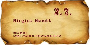 Mirgics Nanett névjegykártya
